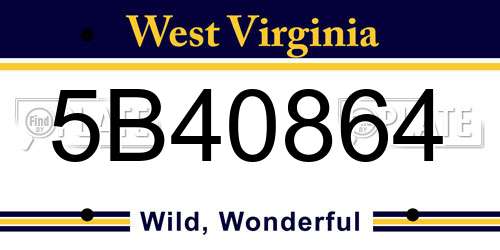 5B40864 West Virginia License Plate