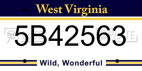 5B42563 West Virginia License Plate