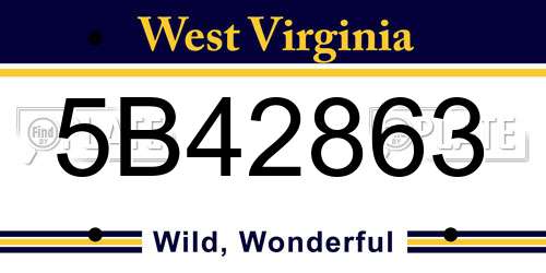 5B42863 West Virginia License Plate