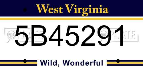 5B45291 West Virginia License Plate