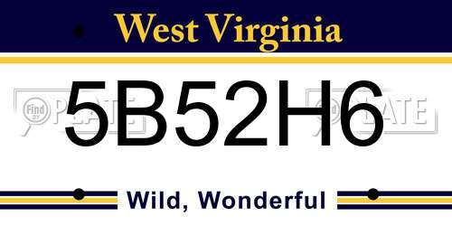5B52H6 West Virginia License Plate