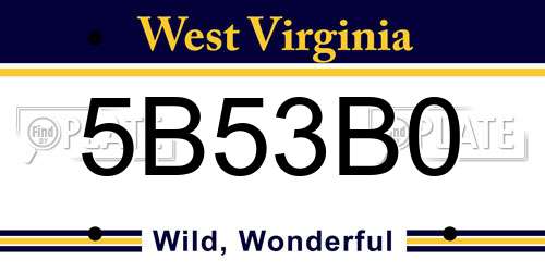 5B53B0 West Virginia License Plate