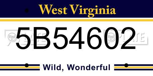 5B54602 West Virginia License Plate