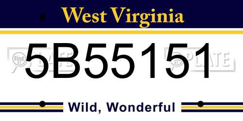 5B55151 West Virginia License Plate