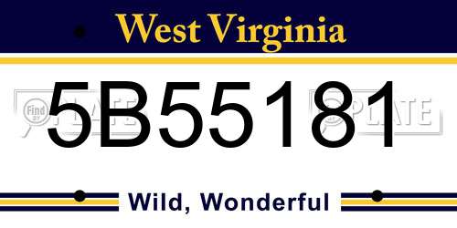 5B55181 West Virginia License Plate