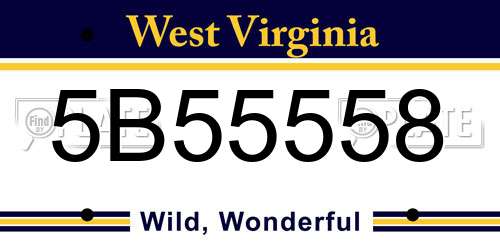 5B55558 West Virginia License Plate