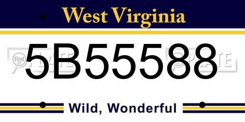 5B55588 West Virginia License Plate