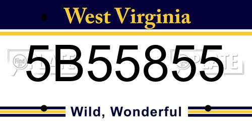 5B55855 West Virginia License Plate