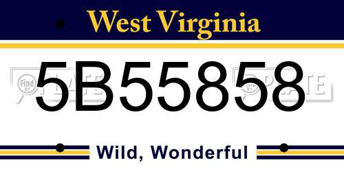 5B55858 West Virginia License Plate