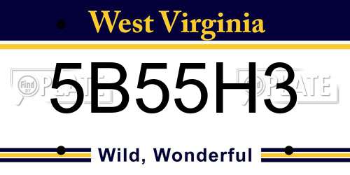 5B55H3 West Virginia License Plate