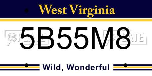 5B55M8 West Virginia License Plate