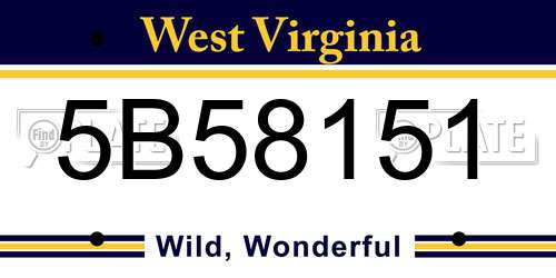 5B58151 West Virginia License Plate
