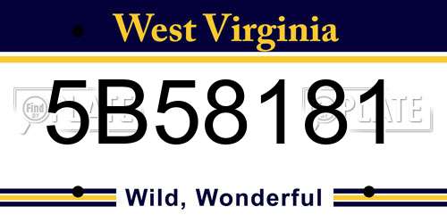 5B58181 West Virginia License Plate