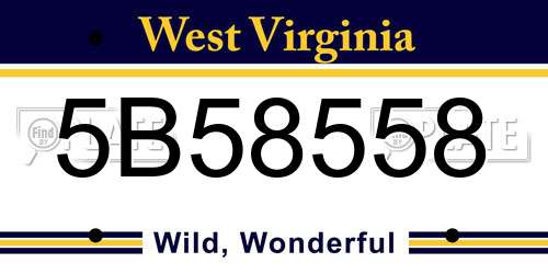 5B58558 West Virginia License Plate