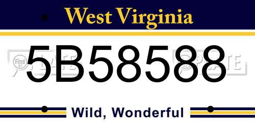 5B58588 West Virginia License Plate