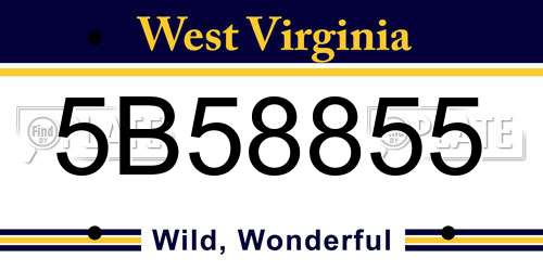 5B58855 West Virginia License Plate
