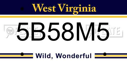 5B58M5 West Virginia License Plate