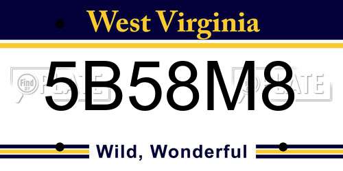 5B58M8 West Virginia License Plate