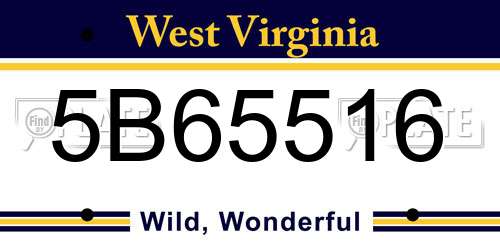 5B65516 West Virginia License Plate