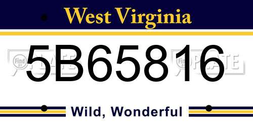 5B65816 West Virginia License Plate