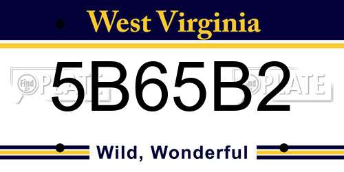 5B65B2 West Virginia License Plate