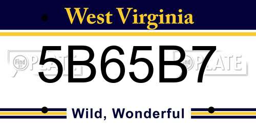 5B65B7 West Virginia License Plate