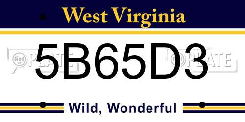 5B65D3 West Virginia License Plate