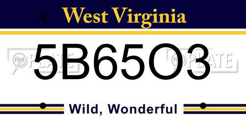 5B65O3 West Virginia License Plate