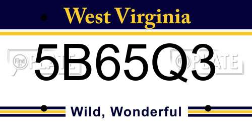 5B65Q3 West Virginia License Plate