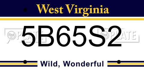 5B65S2 West Virginia License Plate