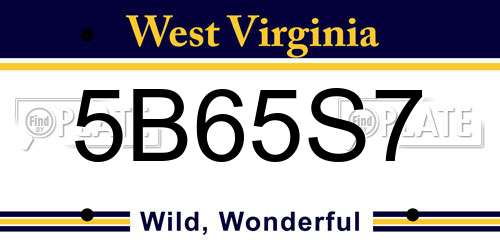 5B65S7 West Virginia License Plate