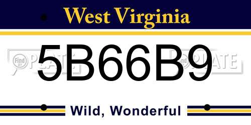5B66B9 West Virginia License Plate