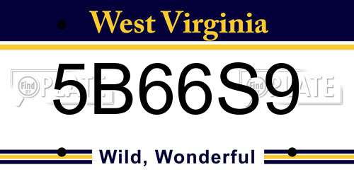 5B66S9 West Virginia License Plate
