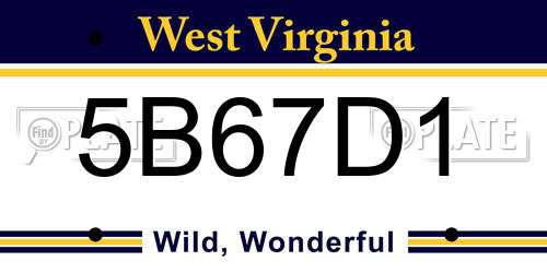 5B67D1 West Virginia License Plate