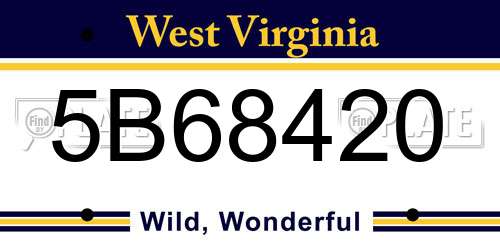 5B68420 West Virginia License Plate