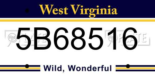 5B68516 West Virginia License Plate