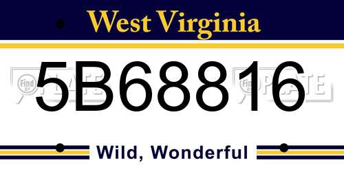 5B68816 West Virginia License Plate