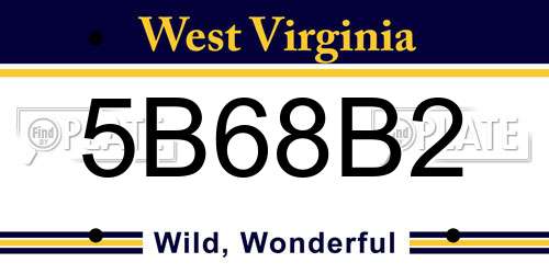 5B68B2 West Virginia License Plate