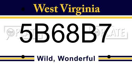 5B68B7 West Virginia License Plate