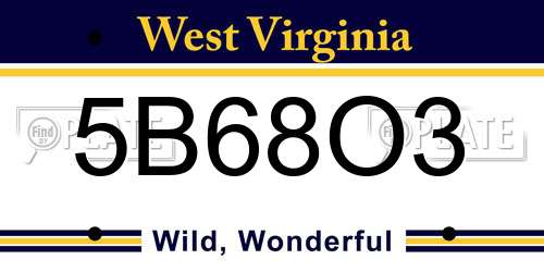 5B68O3 West Virginia License Plate