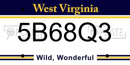 5B68Q3 West Virginia License Plate