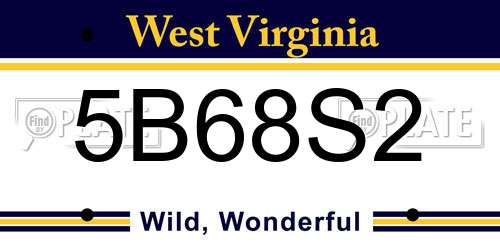 5B68S2 West Virginia License Plate