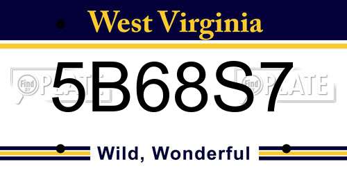 5B68S7 West Virginia License Plate