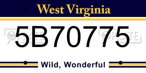 5B70775 West Virginia License Plate
