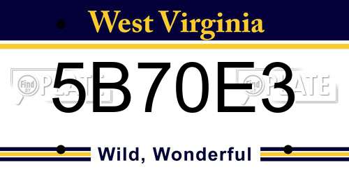5B70E3 West Virginia License Plate