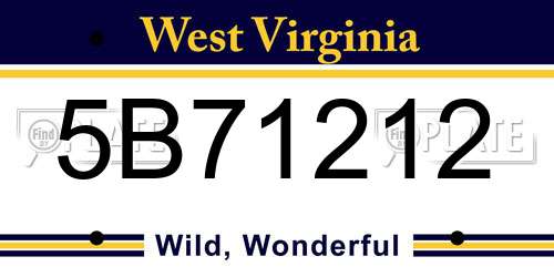 5B71212 West Virginia License Plate
