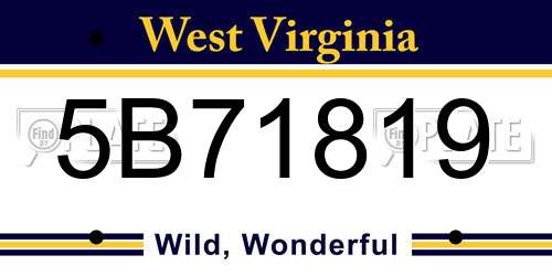 5B71819 West Virginia License Plate