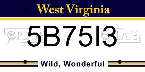 5B75I3 West Virginia License Plate