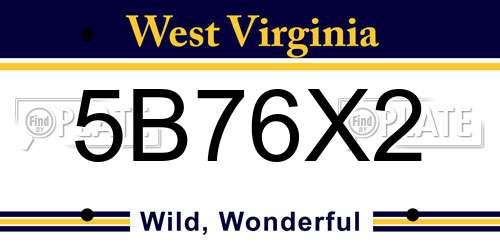 5B76X2 West Virginia License Plate