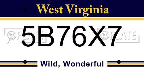 5B76X7 West Virginia License Plate